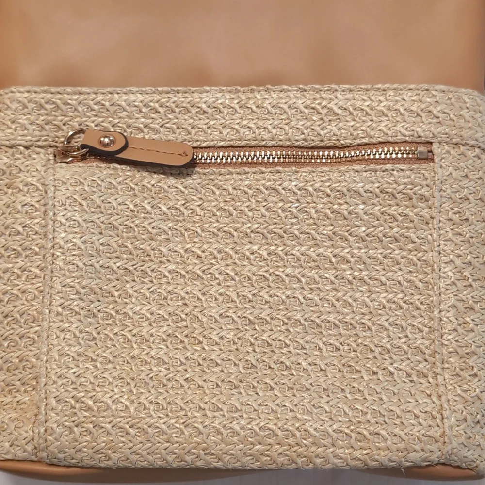 EUC Straw And Vegan Leather Crossbody Bag